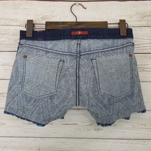 7 For All Mankind Womens Size 25 Low Rise Cutoff Side Slit Boho Denim Shorts - Picture 4 of 10